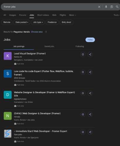 Framer internship jobs in Jaipur
