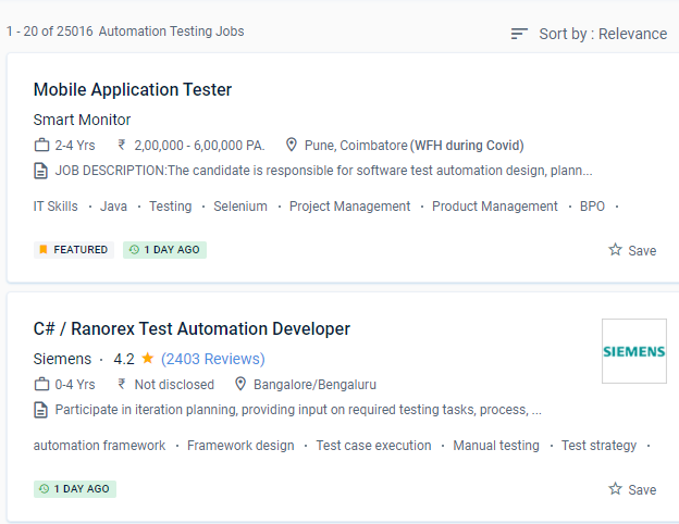 Software Testing (Automation) internship jobs in Chennai