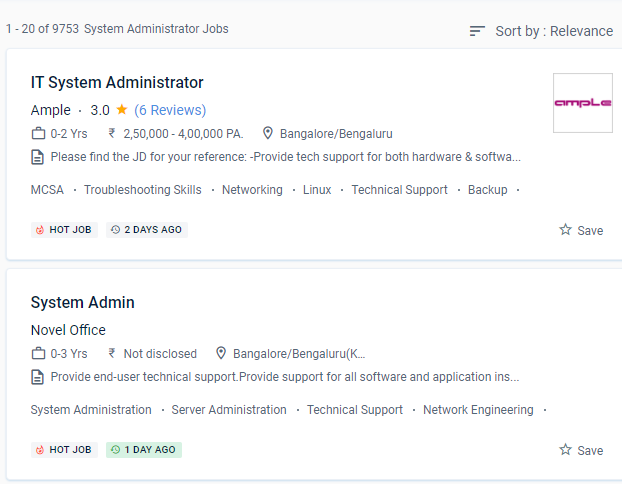 System Administration internship jobs in Coimbatore